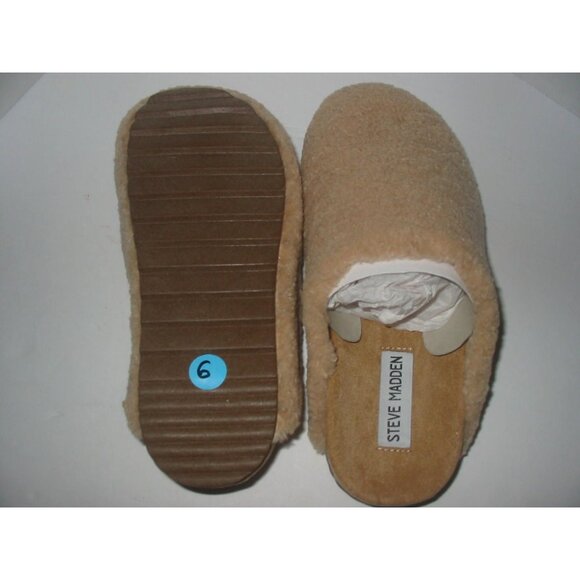 Steve Madden Women's Cozy Tan Fuzzy Slippers - Size 6 - Picture 3 of 5